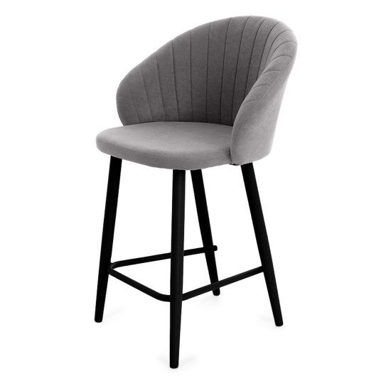 Стул ножки черные мягкий серый велюровый (арт 25385) Фото 1