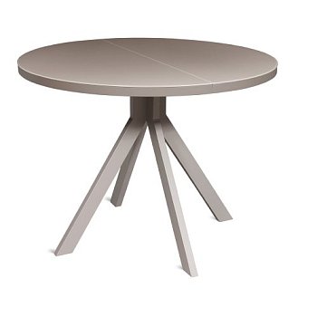 Кухонный стол раскладной круглый бежевый на одной опоре (арт 11698) - Фото 2