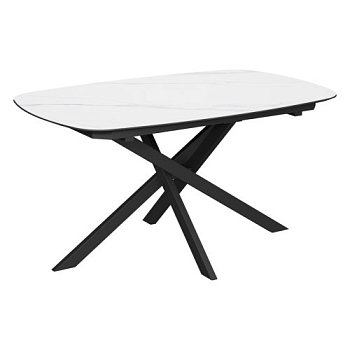 Стол раскладной полуовальный из керамогранита под мрамор (арт 34292) - Фото 2