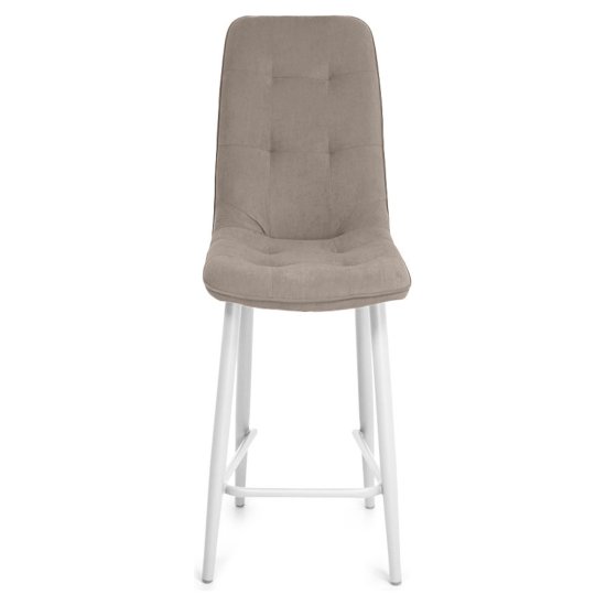 Стул барный на металлокаркасе мягкий бежевый велюровый (арт 20820) Фото 5