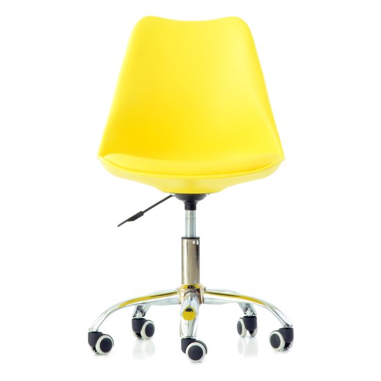 Стул дизайнерский с ножками хром мягкий желтый (арт 14815) Фото 2