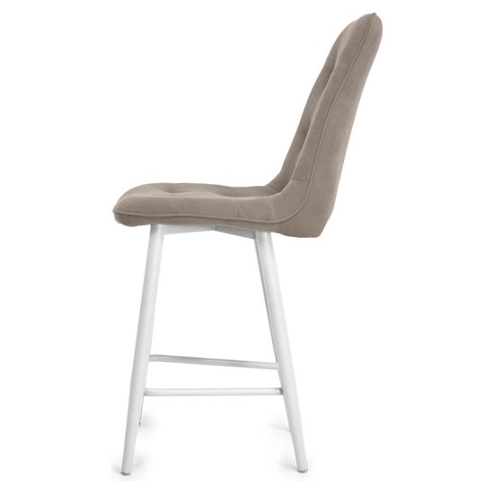 Стул барный на металлокаркасе мягкий бежевый велюровый (арт 20820) Фото 4
