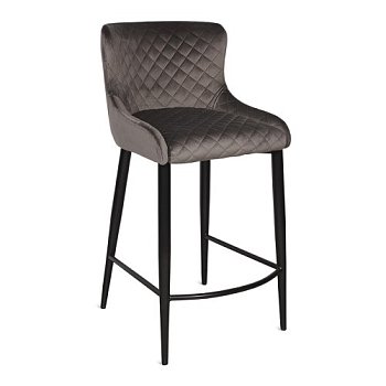Стул полубарный на металлокаркасе серый из бархата (арт 15672) - Фото 2