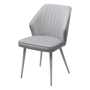 Стул с белыми ножками серый с обивкой из велюра (арт 33490) - Фото 2