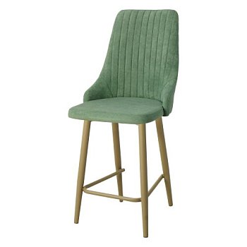 Стул барный на металлокаркасе мягкий зеленый из велюра (арт 23064) - Фото 2