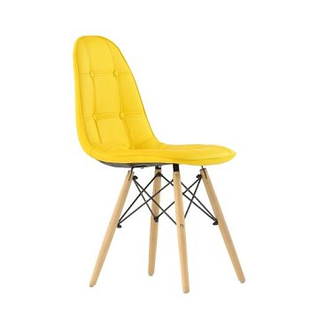 Стул для кухни дизайнерский деревянный мягкий желтый eames (арт 5259) - Фото 2