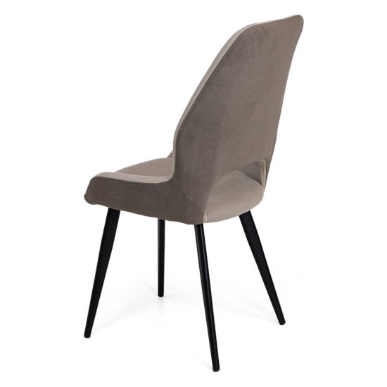 Стул на металлическом каркасе бежевый из велюра (арт 35462) Фото 3