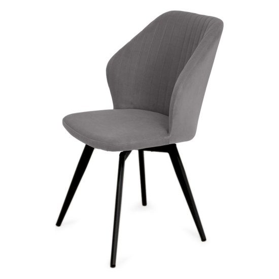 Стул металлический ножки черные серый из велюра (арт 25812) Фото 2