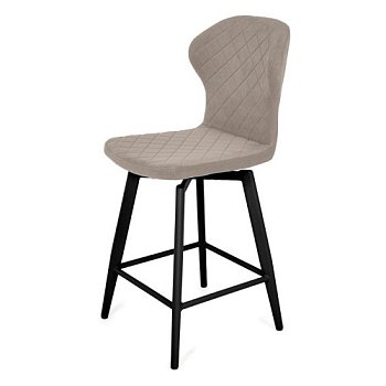 Стул барный мягкий слоновая кость из велюра современный (арт 34160) - Фото 2