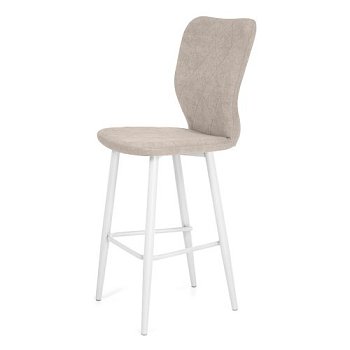 Барный стул на металлокаркасе мягкий слоновая кость из велюра (арт 32798) - Фото 2