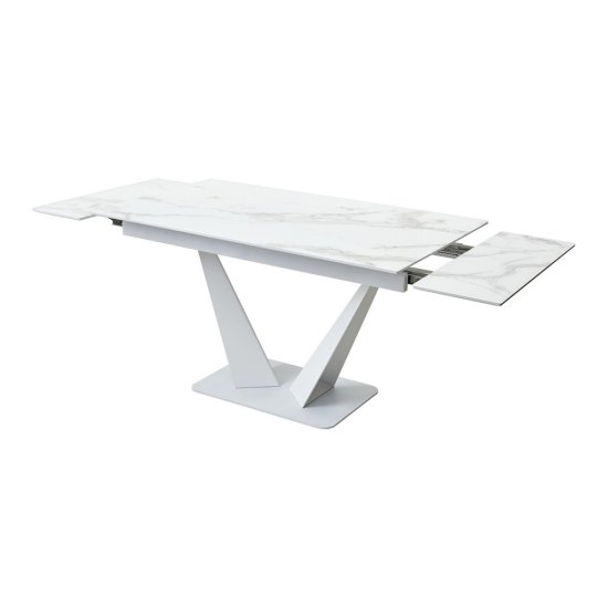 Стол дизайнерский раздвижной со стеклянной столешницей белый (арт 15645) Фото 5