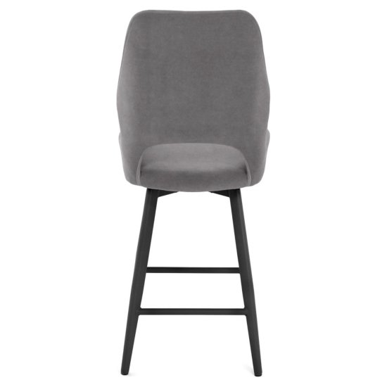 Полубарный стул мягкий серый из велюра современный (арт 35539) Фото 6