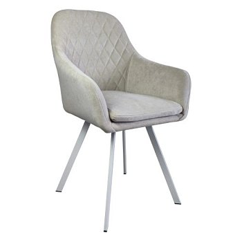 Стул-кресло на металлокаркасе мягкий с подлокотниками бежевый (арт 29525) - Фото 2