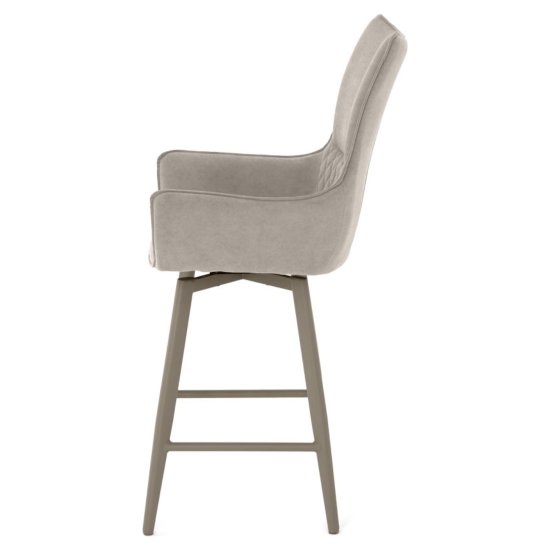 Стул барный мягкий с подлокотниками бежевый современный (арт 35563) Фото 4