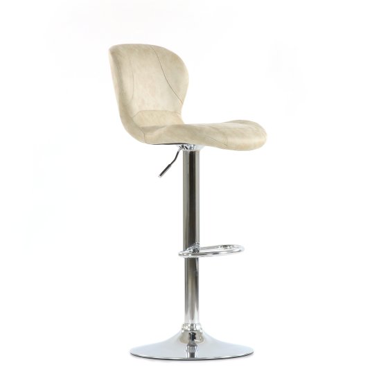 Стул барный ножки хром мягкий бежевый регулируемый (арт 5906) Фото 2