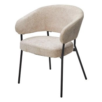 Стул на металлическом каркасе мягкий с подлокотниками бежевый (арт 33486) - Фото 2