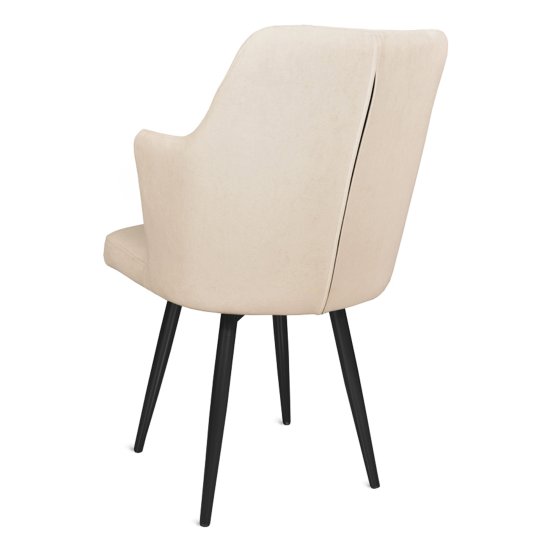 Стул с черными ножками мягкий бежевый бархатный (арт 31611) Фото 2