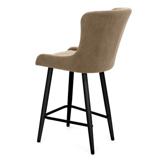 Стул полубарный с черными ножками мягкий велюровый (арт 23172) Фото 3