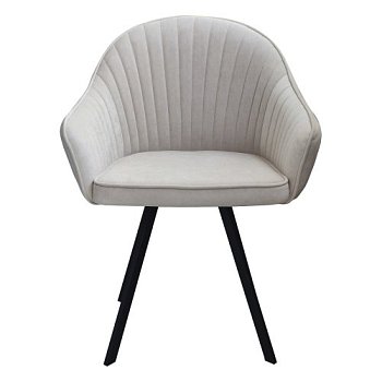 Стул-кресло на металлокаркасе мягкий с подлокотниками бежевый (арт 31760) - Фото 2