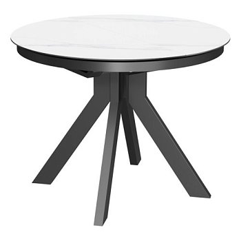 Кухонный стол раскладной круглый керамический белый (арт 33499) - Фото 2