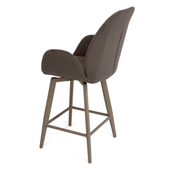 Барный стул на металлокаркасе мягкий велюровый (арт 33587) Фото 2