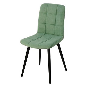 Стул с черными ножками мягкий зеленый из велюра (арт 18552) - Фото 2