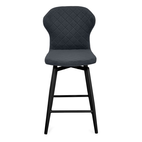 Барный высокий стул серый из велюра (арт 34158) Фото 5