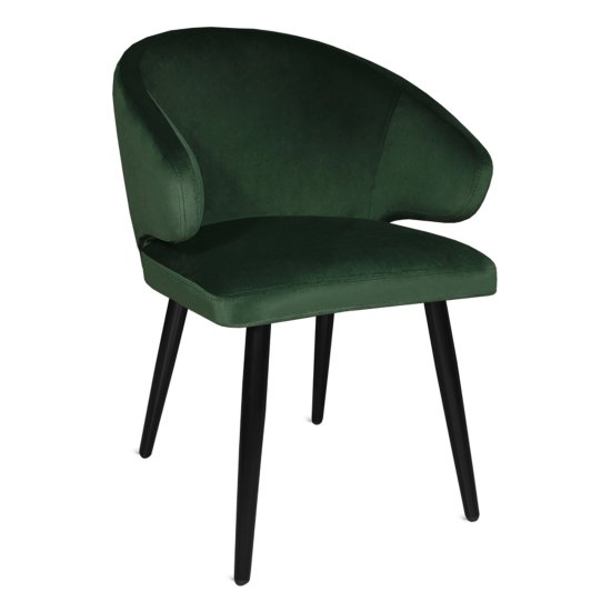 Стул с черными ножками зеленый из бархата (арт 16285) Фото 1