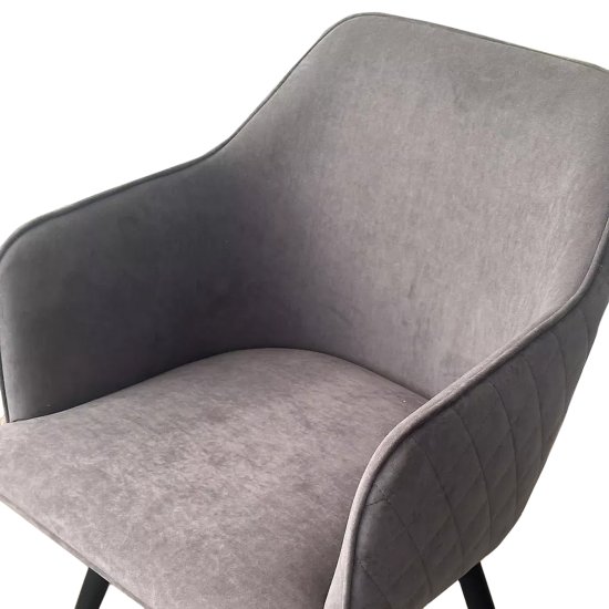Стул с подлокотниками серый из велюра (арт 33462) Фото 2