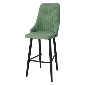 Стул барный на металлическом каркасе мягкий зеленый велюровый (арт 23100) - Фото 2