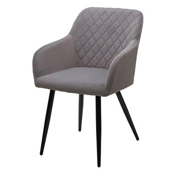 Стул-кресло мягкий с подлокотниками серый из велюра (арт 31105) - Фото 2