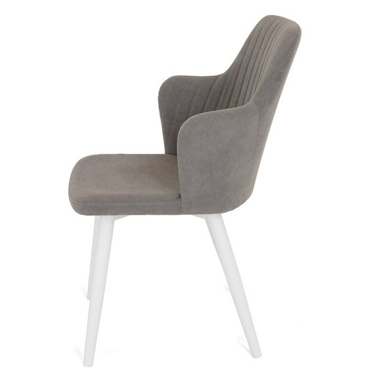 Стул ножки белые мягкий серый из велюра (арт 26357) Фото 4