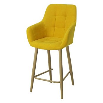 Стул барный на металлокаркасе желтый из велюра (арт 21815) - Фото 2