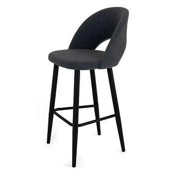 Барный стул металлический серый с обивкой из велюра (арт 21969) - Фото 2
