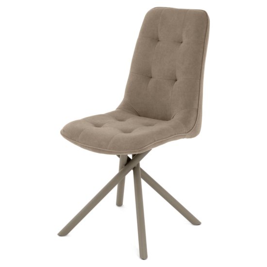 Стул на металлокаркасе мягкий бежевый из велюра (арт 35336) Фото 3