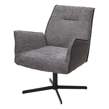 Полукресло ножки черные мягкое с подлокотниками серое (арт 33977) - Фото 2