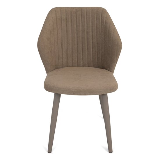 Стул на металлическом каркасе бежевый велюровый (арт 25897) Фото 2