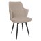 Стул с черными ножками мягкий слоновая кость из бархата (арт 31277)