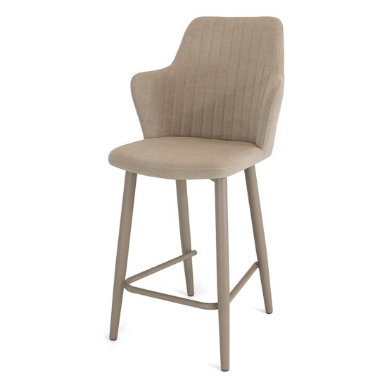 Стул полубарный мягкий кремовый из велюра (арт 26133) Фото 3