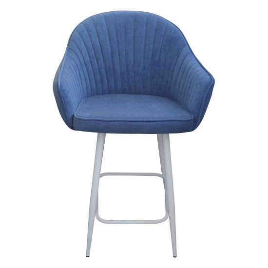 Полубарный стул на металлокаркасе с подлокотниками синий (арт 31849) Фото 2