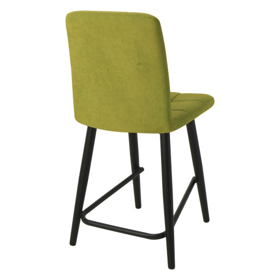 Барный стул на металлокаркасе мягкий зеленый велюровый (арт 18764) Фото 2