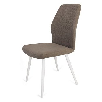 Стул с белыми ножками с мягкой обивкой бежевый из велюра (арт 19933) - Фото 2