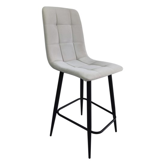 Стул полубарный с черными ножками мягкий бежевый (арт 23937) Фото 2
