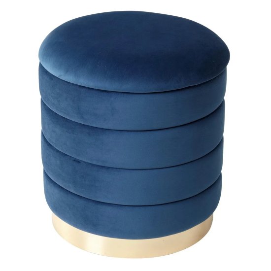 Пуфик с мягким сидением синий из велюра (арт 15865) Фото 1