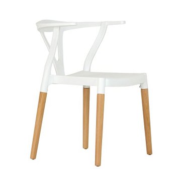 Стул деревянный белый пластиковый в современном стиле (арт 6602) - Фото 2