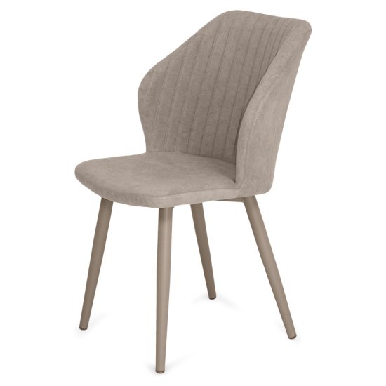 Стул мягкий бежевый из велюра современный (арт 25971) Фото 2