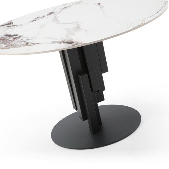 Стол дизайнерский круглый из керамогранита под камень (арт 31477) Фото 3