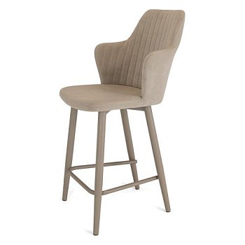 Стул полубарный мягкий кремовый из велюра (арт 26133) - Фото 2