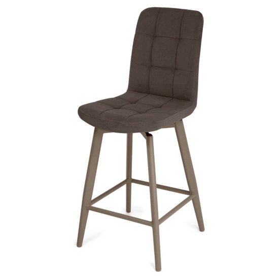 Стул полубарный бежевый из велюра (арт 35359) Фото 1