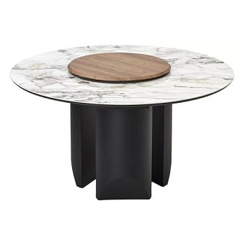Кухонный стол круглый под мрамор на одной ножке D-140 см (арт 33396) - Фото 2